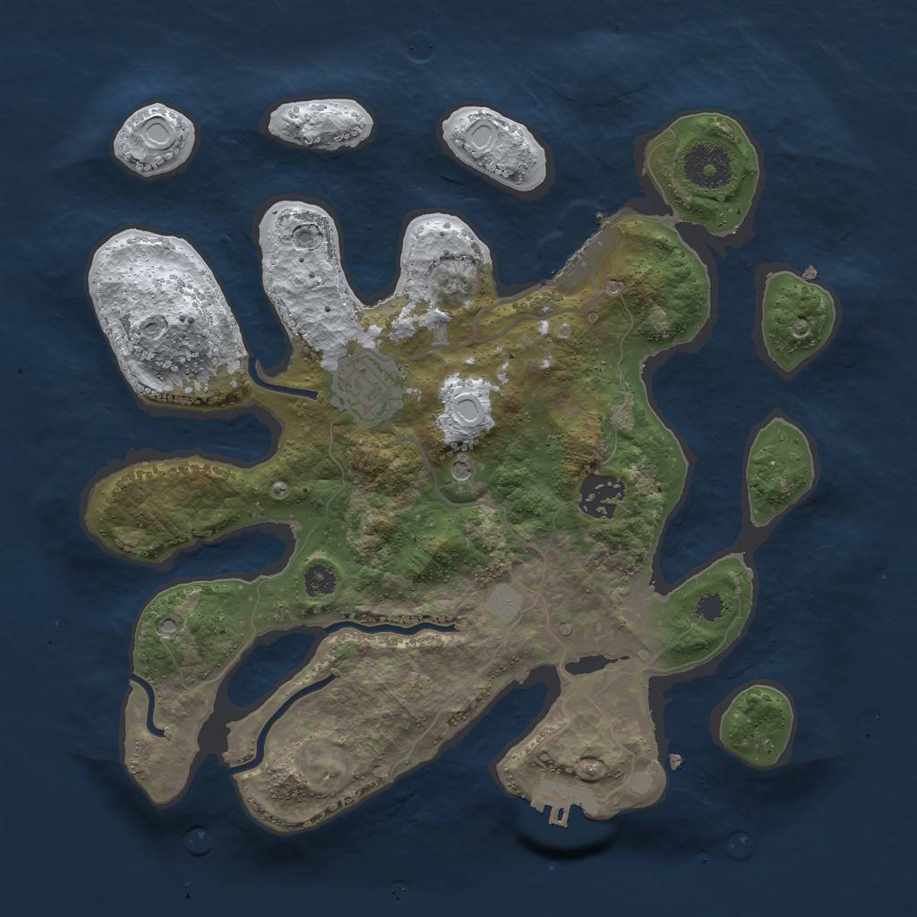 Rust Map: Procedural Map, Size: 3000, Seed: 42615281, 10 Monuments
