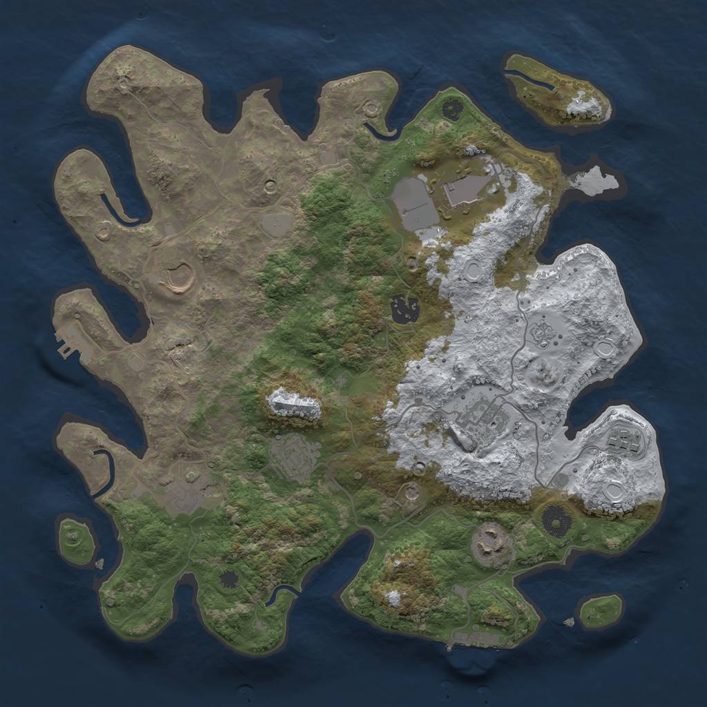 Rust Map: Procedural Map, Size: 3500, Seed: 2857598, 17 Monuments