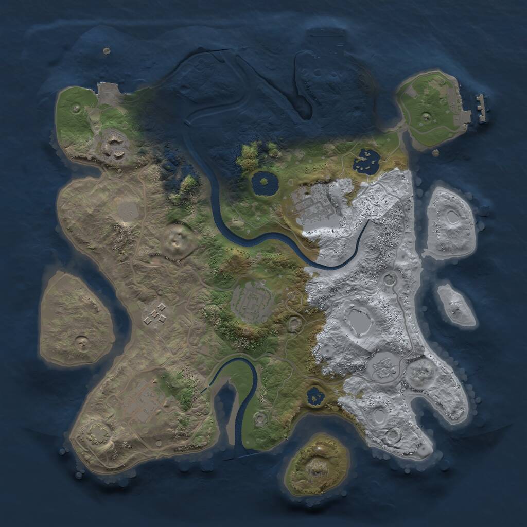 Rust Map: Procedural Map, Size: 3000, Seed: 407945, 12 Monuments