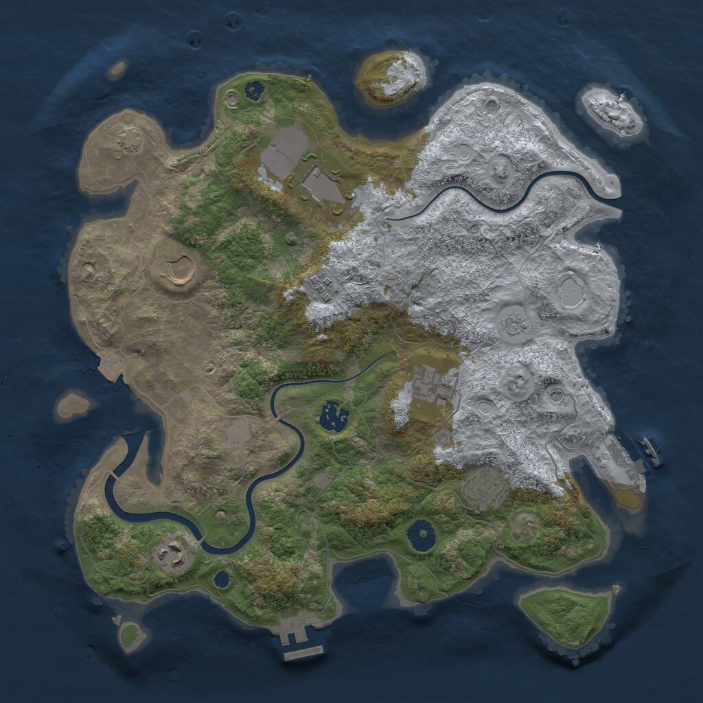 Rust Map: Procedural Map, Size: 3600, Seed: 2339503, 13 Monuments