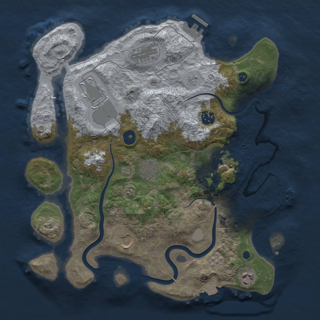 Rust Map: Procedural Map, Size: 3500, Seed: 1178861275, 14 Monuments