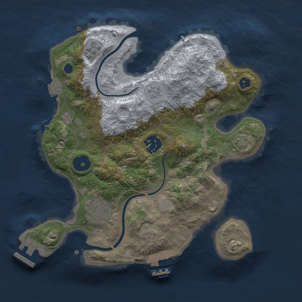 Rust Map: Procedural Map, Size: 2700, Seed: 1372453609, 8 Monuments