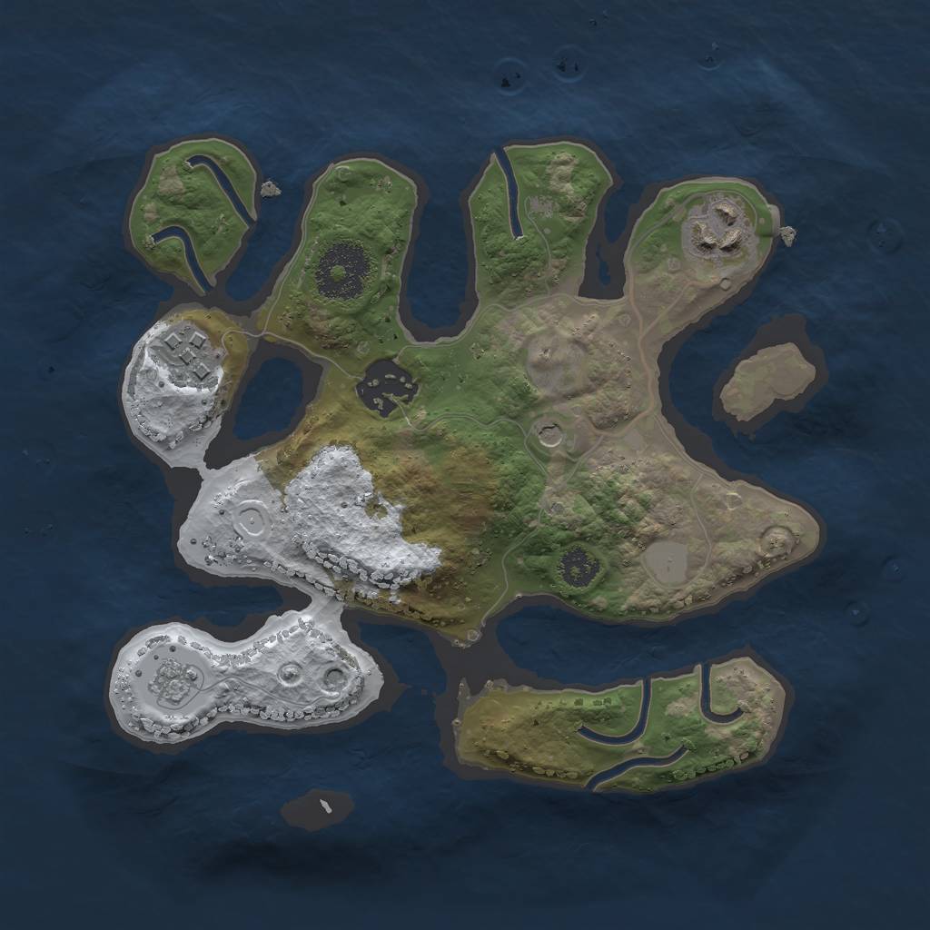 Rust Map: Procedural Map, Size: 2500, Seed: 57, 10 Monuments