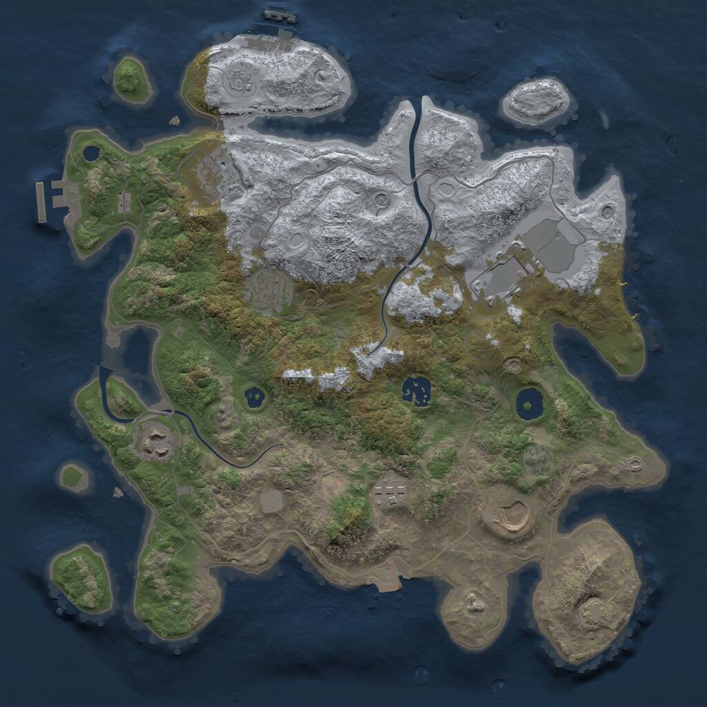 Rust Map: Procedural Map, Size: 3500, Seed: 5026718, 13 Monuments