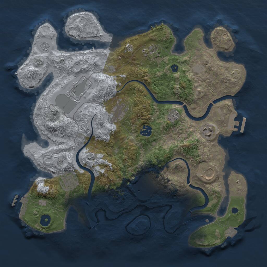 Rust Map: Procedural Map, Size: 3500, Seed: 3547945, 15 Monuments