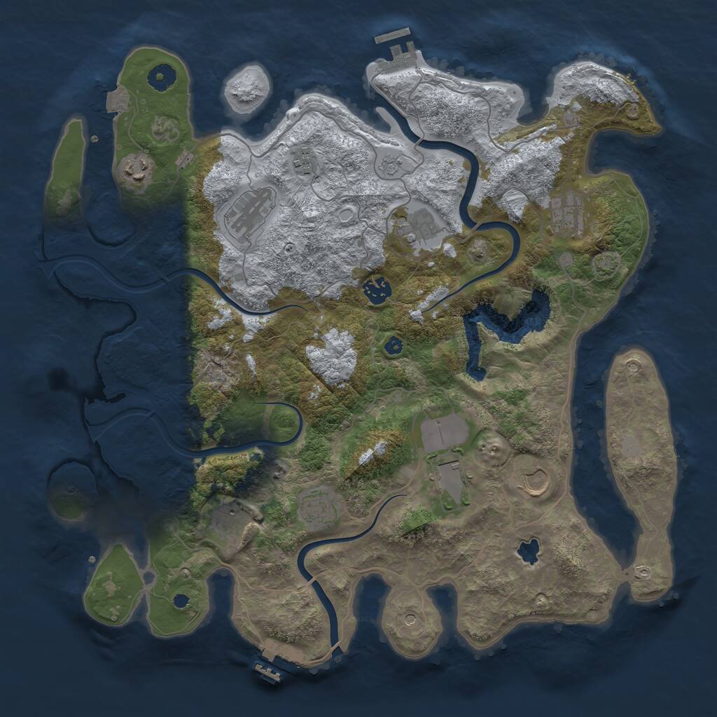 Rust Map: Procedural Map, Size: 4000, Seed: 301722, 16 Monuments
