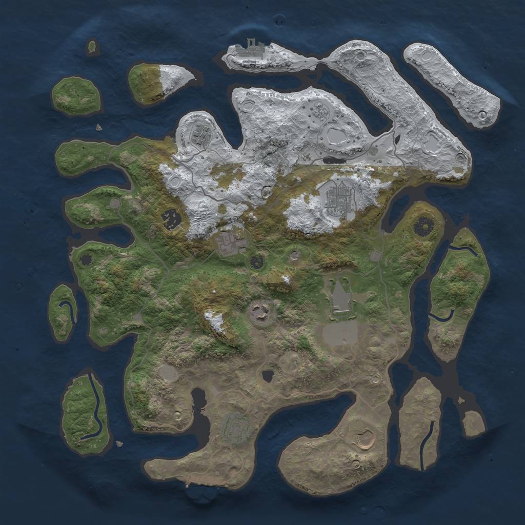 Rust Map: Procedural Map, Size: 4000, Seed: 836461730, 17 Monuments