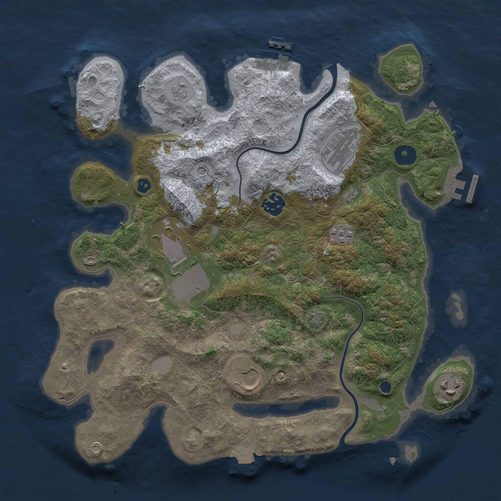 Rust Map: Procedural Map, Size: 3500, Seed: 3798031, 12 Monuments