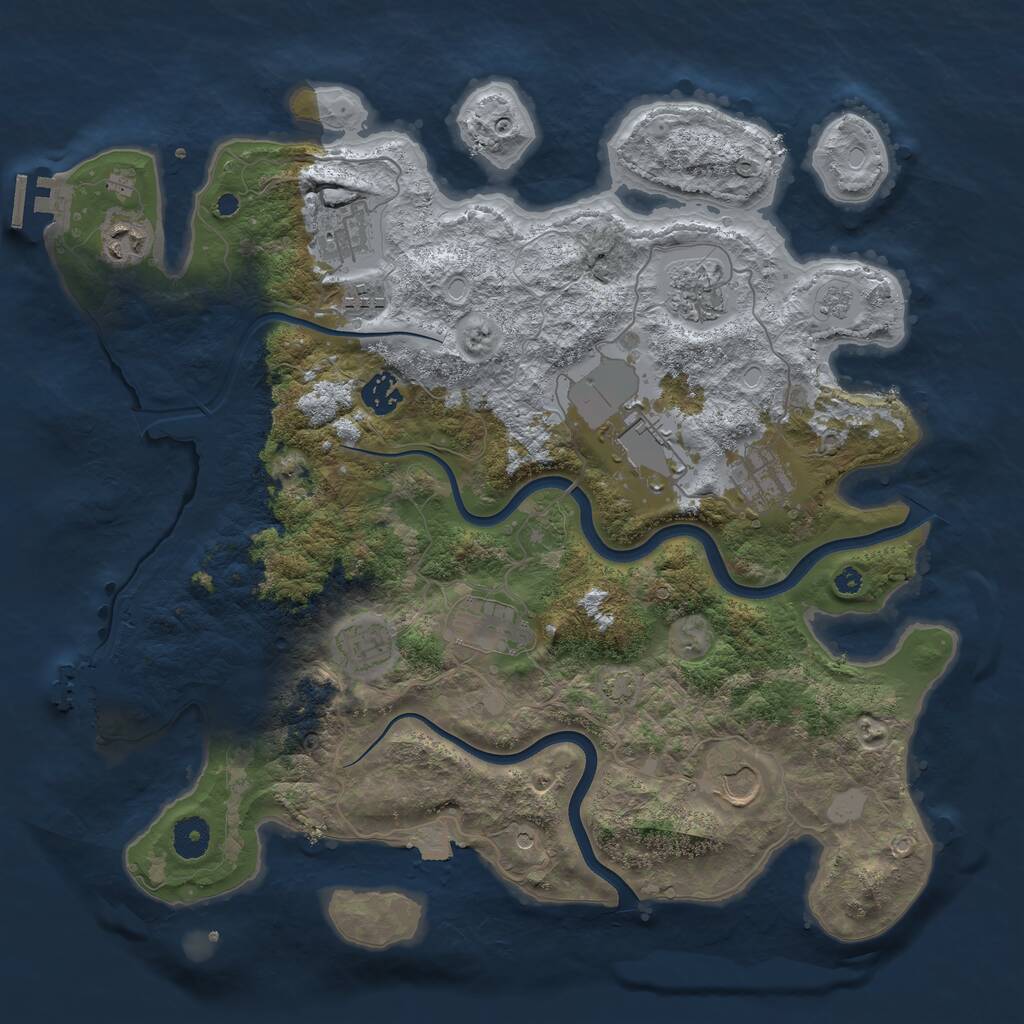 Rust Map: Procedural Map, Size: 3850, Seed: 414283514, 16 Monuments