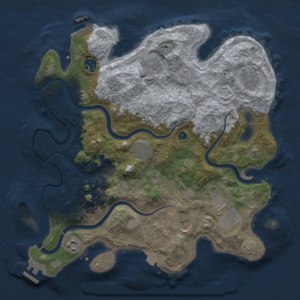 Rust Map: Procedural Map, Size: 3500, Seed: 5483699, 14 Monuments