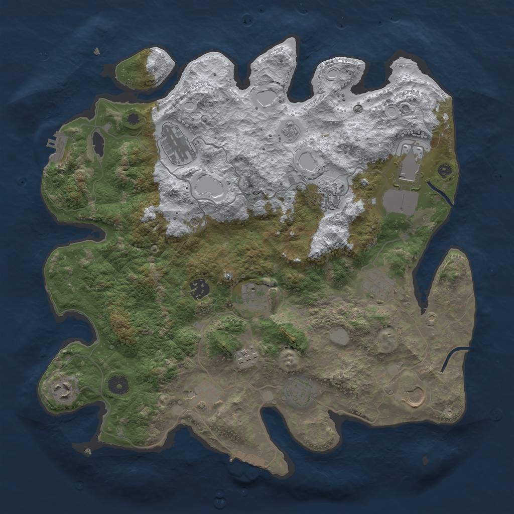 Rust Map: Procedural Map, Size: 3850, Seed: 514648229, 20 Monuments