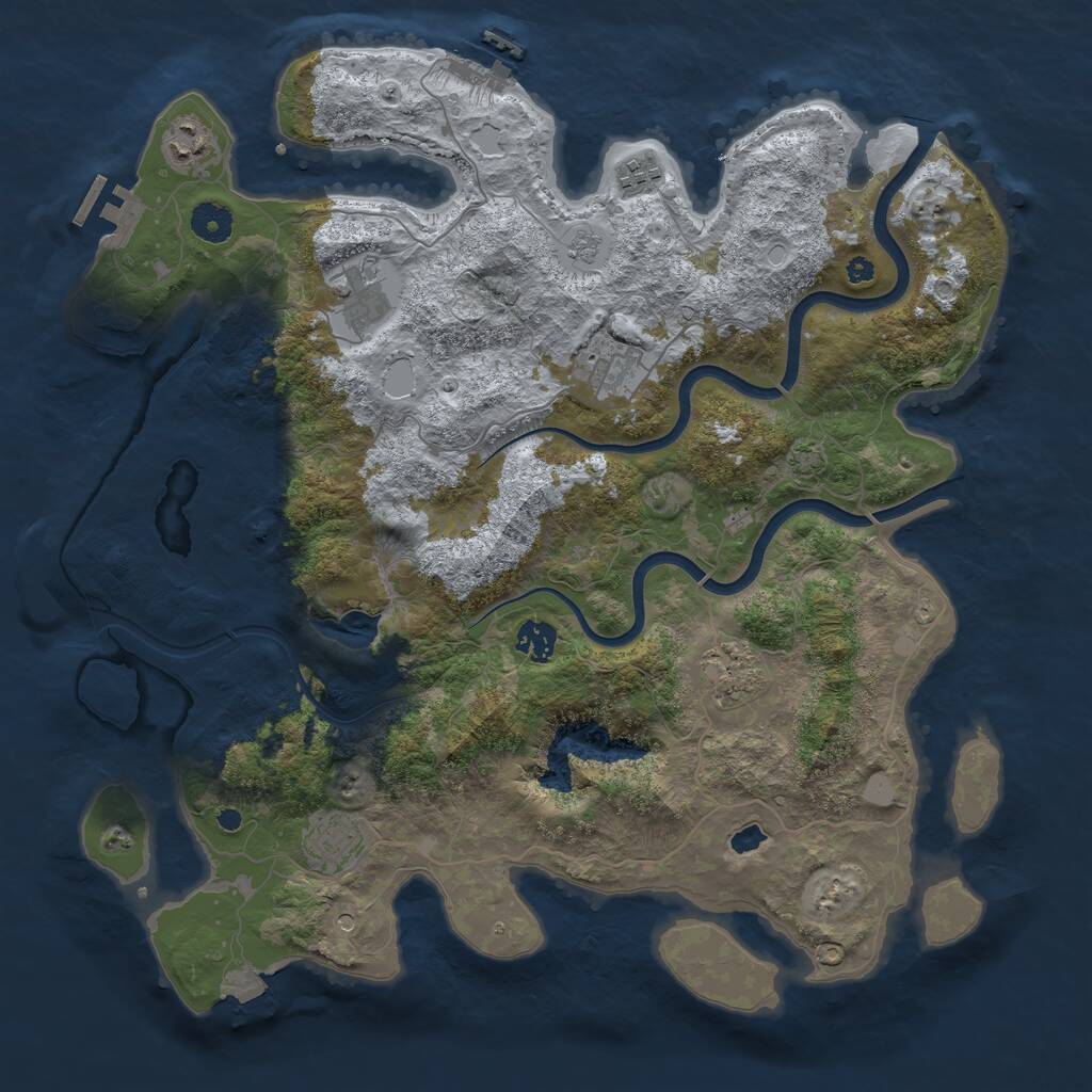 Rust Map: Procedural Map, Size: 4000, Seed: 1029, 13 Monuments