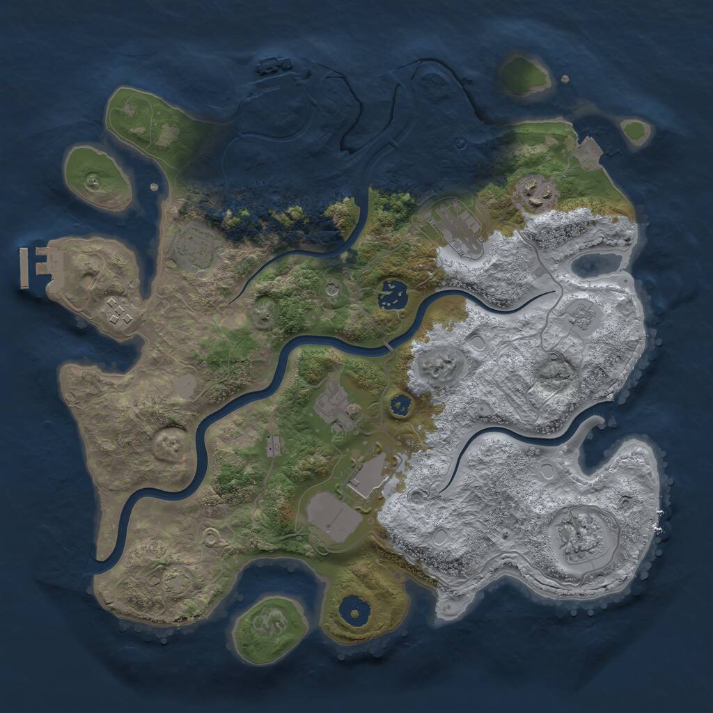 Rust Map: Procedural Map, Size: 3500, Seed: 5057838, 14 Monuments