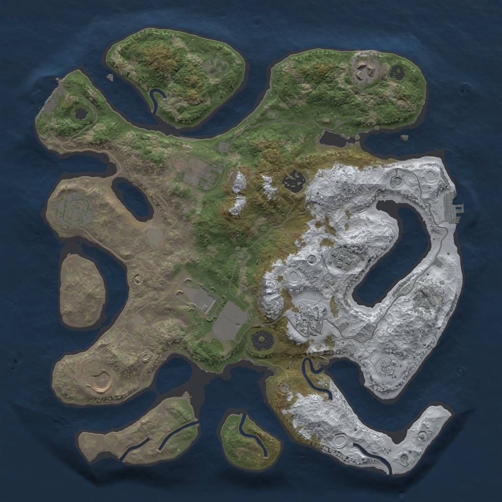 Rust Map: Procedural Map, Size: 3500, Seed: 375798198, 17 Monuments