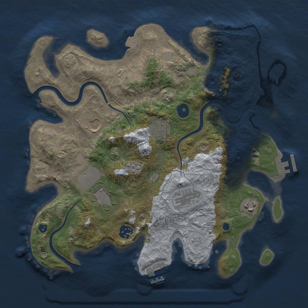Rust Map: Procedural Map, Size: 3500, Seed: 2050868214, 13 Monuments