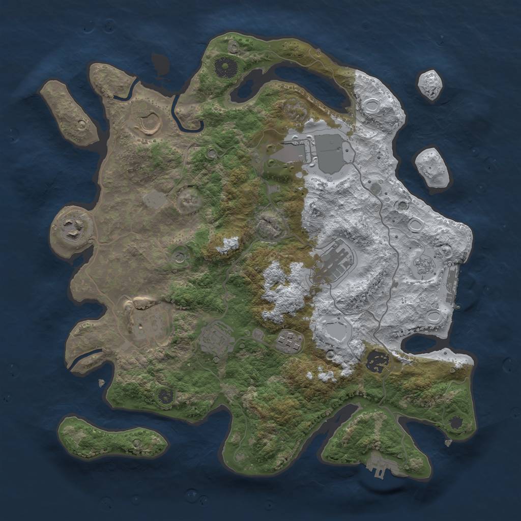 Rust Map: Procedural Map, Size: 3500, Seed: 208739, 17 Monuments