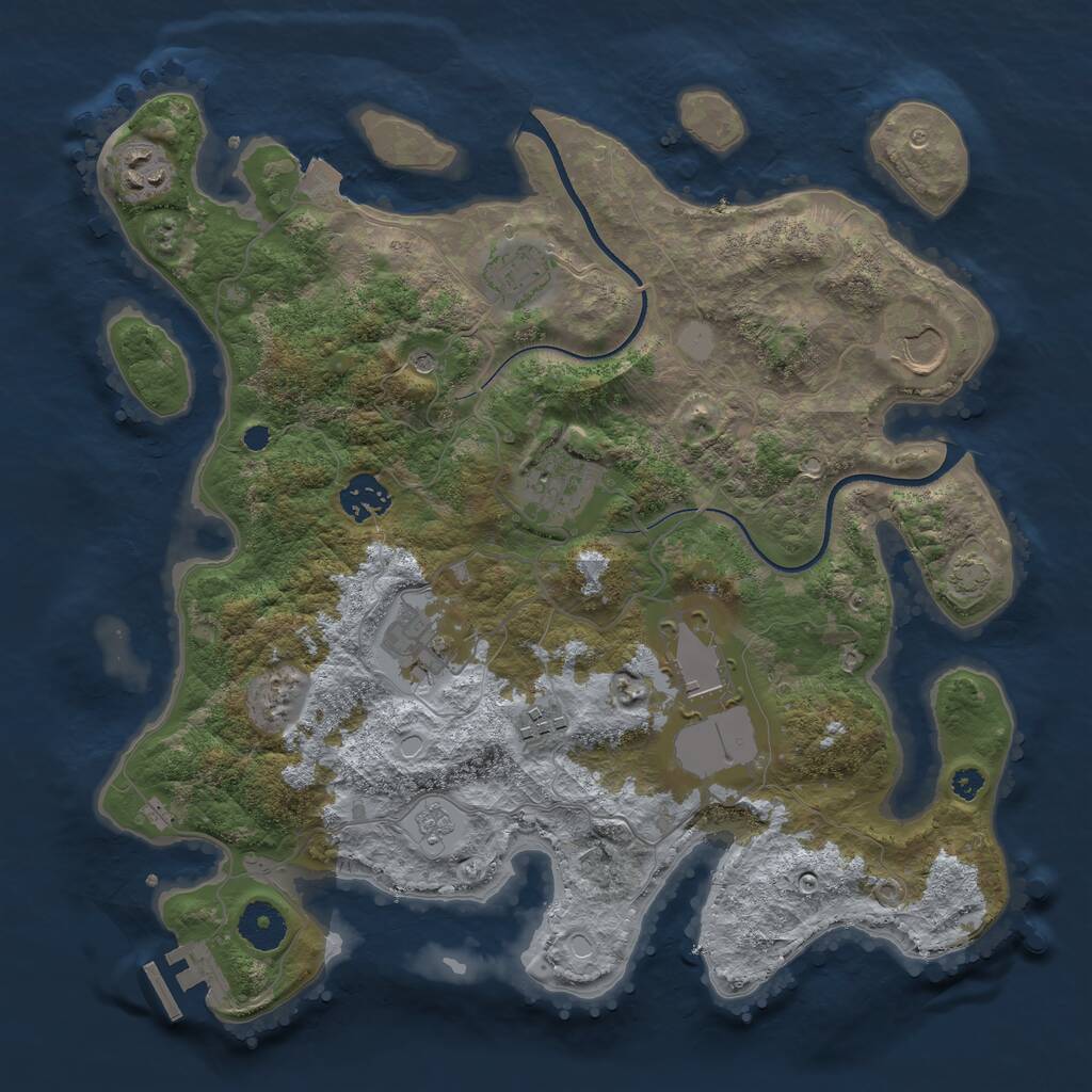 Rust Map: Procedural Map, Size: 3500, Seed: 5037914, 13 Monuments
