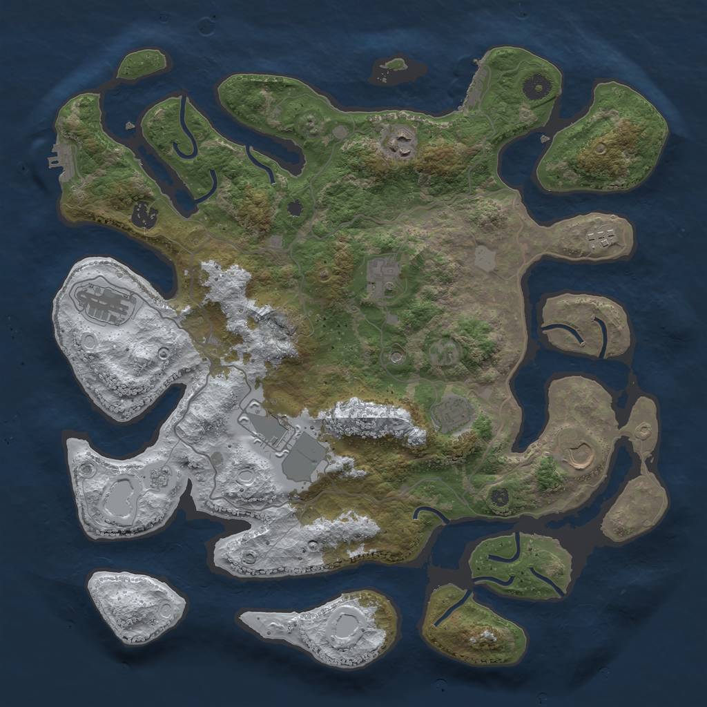 Rust Map: Procedural Map, Size: 4000, Seed: 1630250063, 17 Monuments