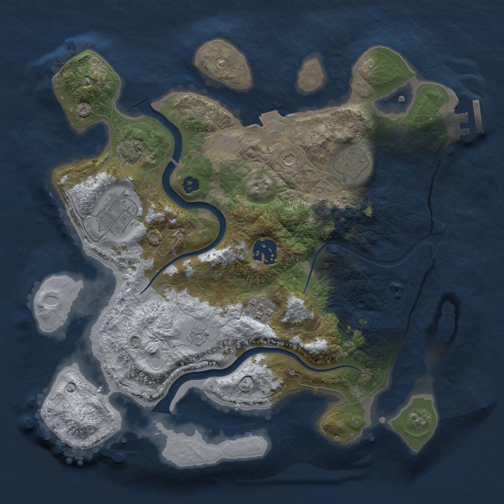 Rust Map: Procedural Map, Size: 3000, Seed: 2255, 9 Monuments