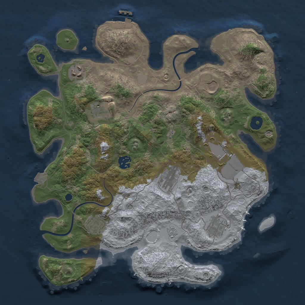 Rust Map: Procedural Map, Size: 3500, Seed: 6256531, 13 Monuments