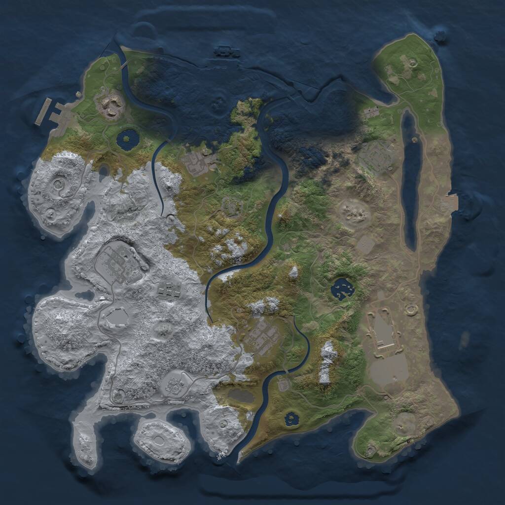 Rust Map: Procedural Map, Size: 3500, Seed: 4936982, 14 Monuments