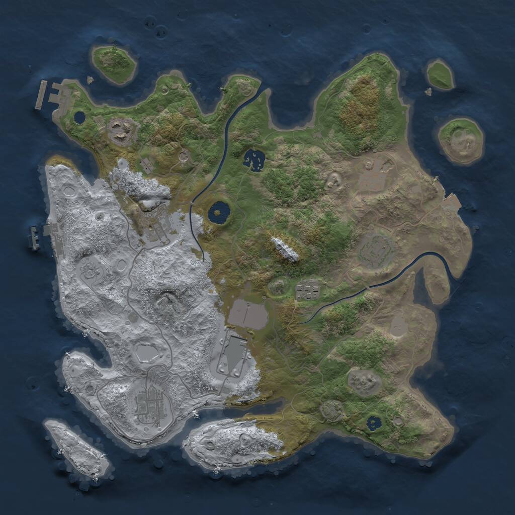 Rust Map: Procedural Map, Size: 3500, Seed: 6189001, 14 Monuments