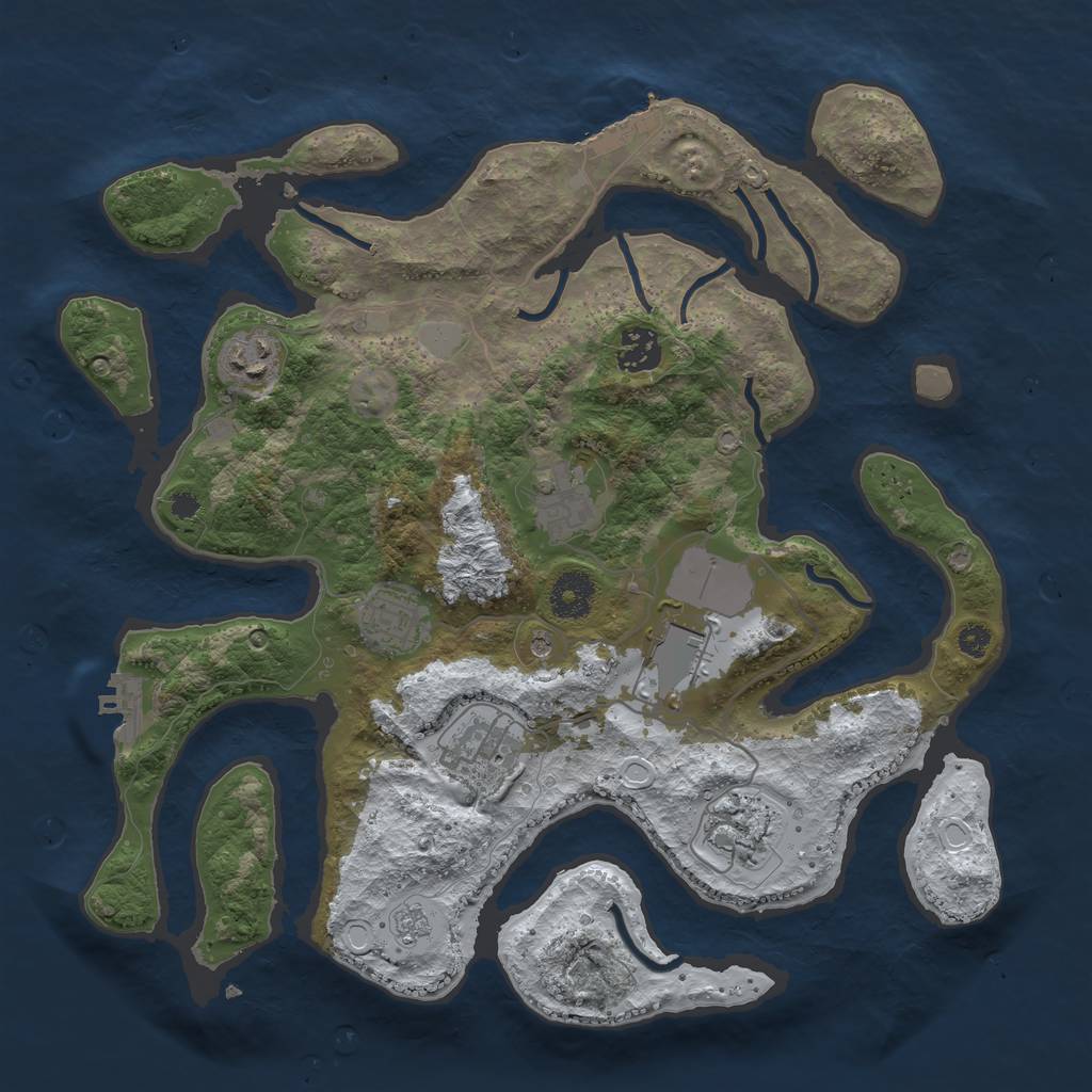 Rust Map: Procedural Map, Size: 3500, Seed: 5351049, 16 Monuments