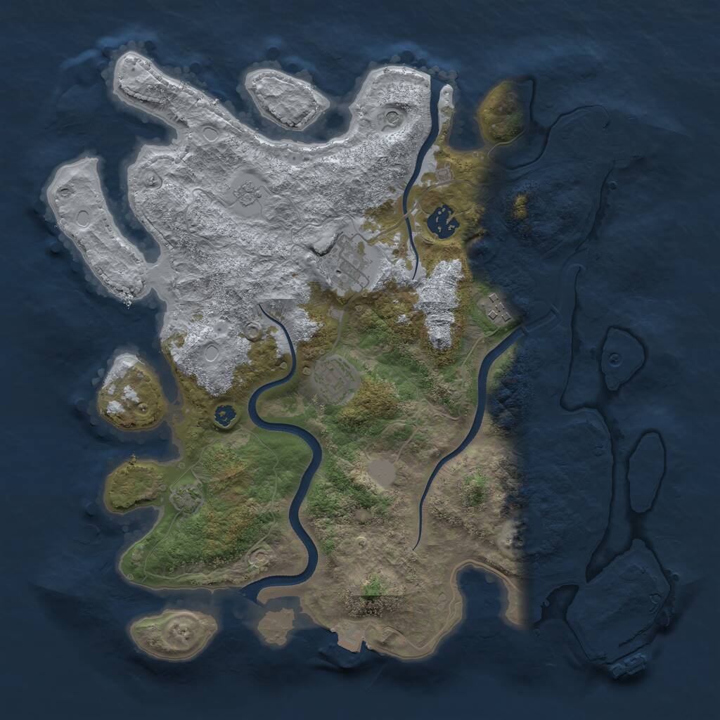 Rust Map: Procedural Map, Size: 3500, Seed: 1862722734, 10 Monuments