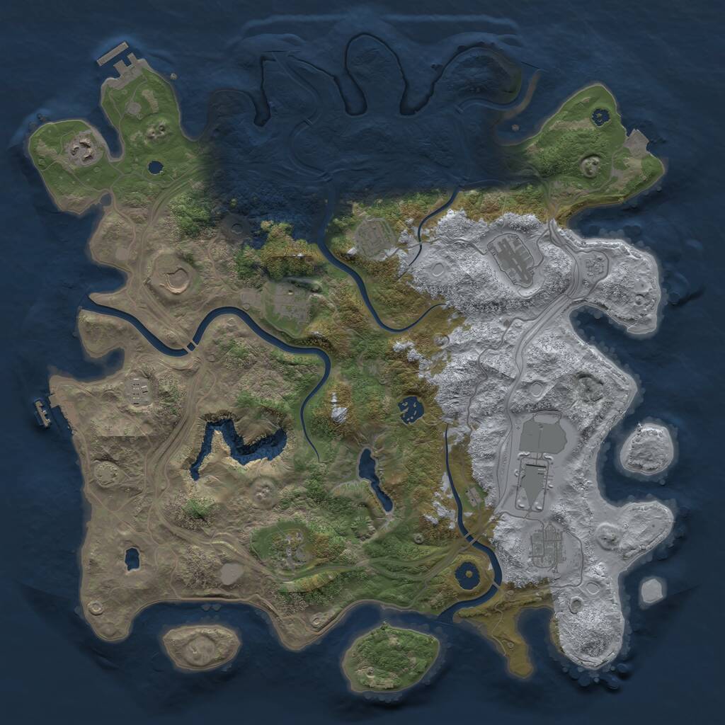 Rust Map: Procedural Map, Size: 4250, Seed: 1256, 16 Monuments