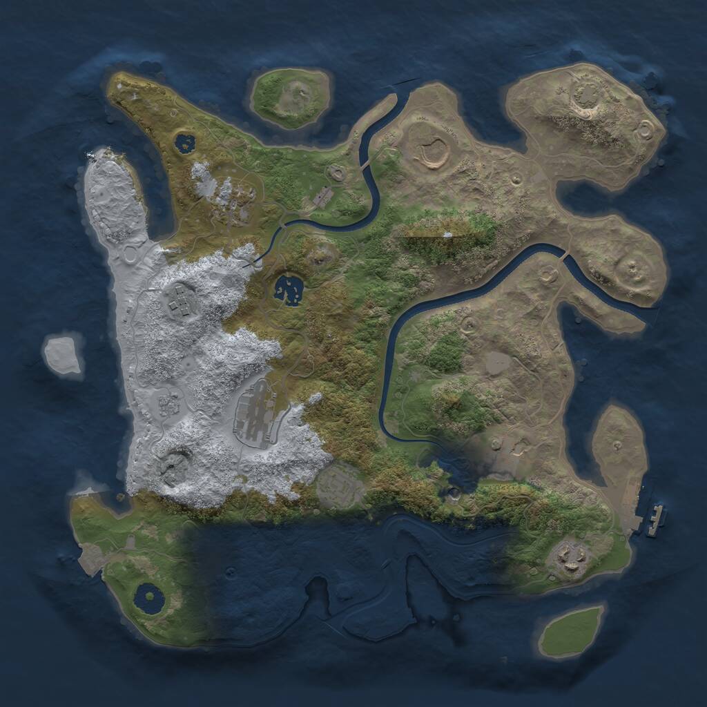 Rust Map: Procedural Map, Size: 3500, Seed: 3785877, 13 Monuments