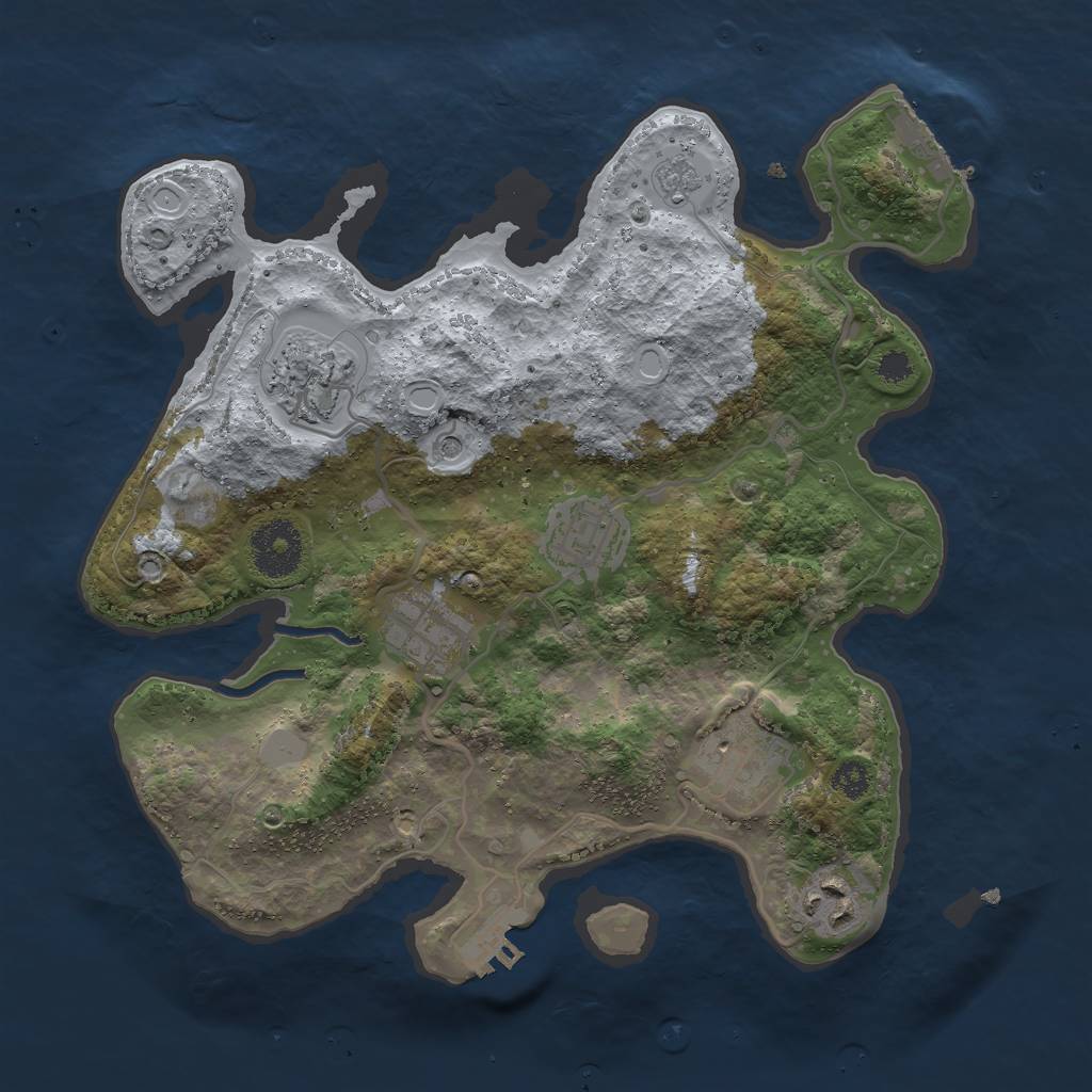 Rust Map: Procedural Map, Size: 3000, Seed: 873526, 14 Monuments