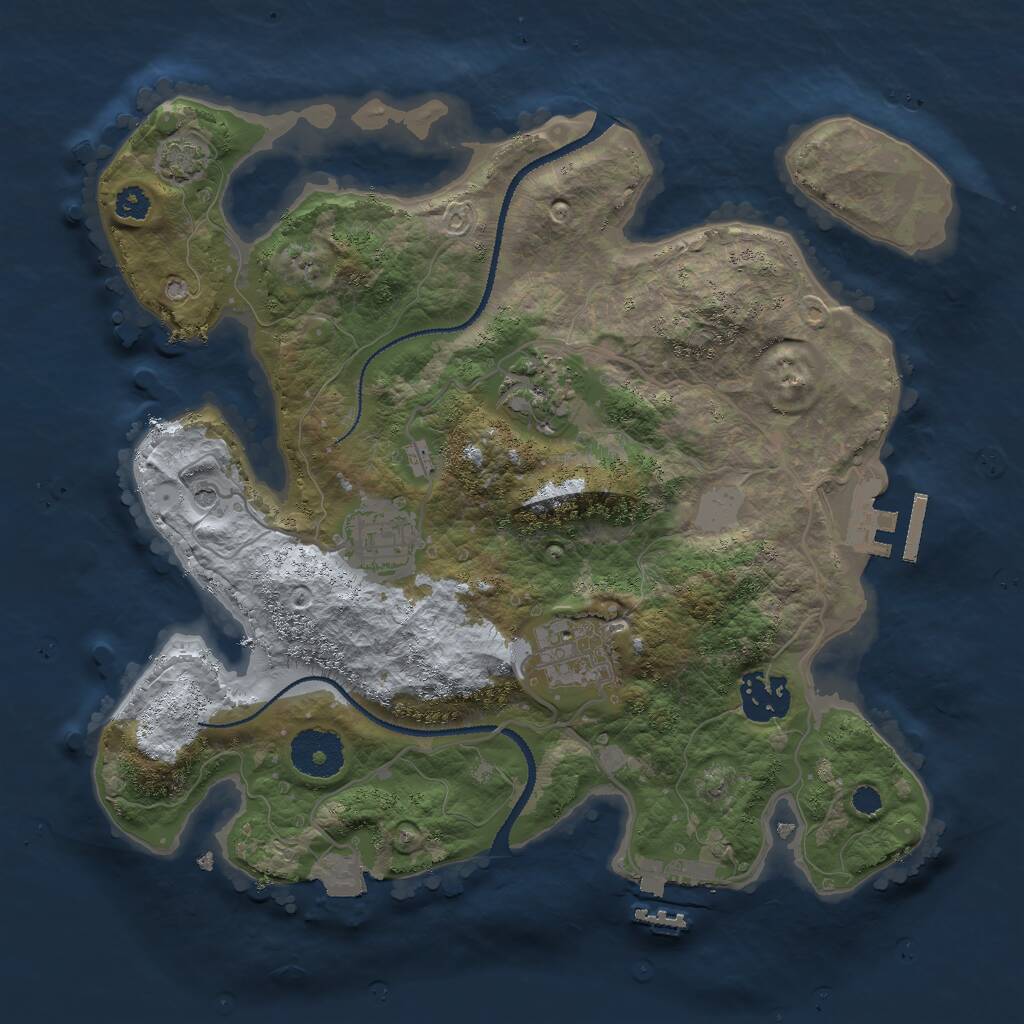 Rust Map: Procedural Map, Size: 3000, Seed: 3012345, 9 Monuments