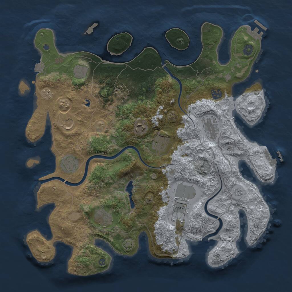 Rust Map: Procedural Map, Size: 4000, Seed: 795236534, 18 Monuments