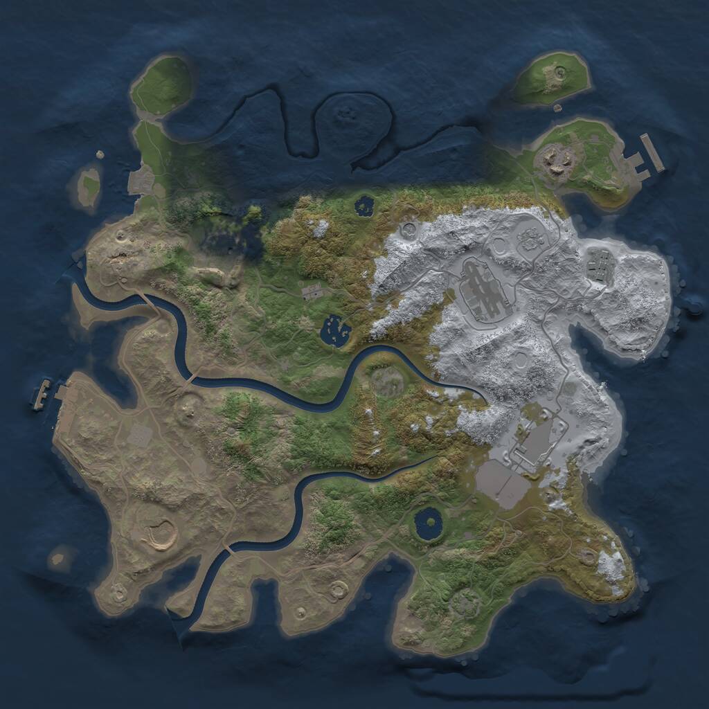 Rust Map: Procedural Map, Size: 3500, Seed: 1554570161, 13 Monuments