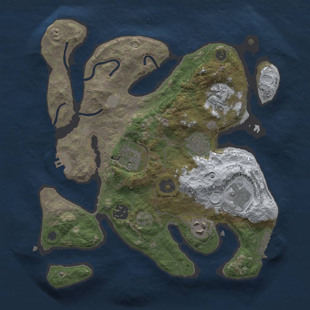 Rust Map: Procedural Map, Size: 3000, Seed: 42413063, 13 Monuments