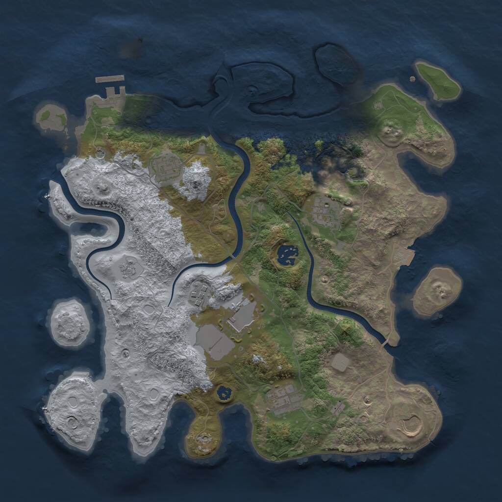 Rust Map: Procedural Map, Size: 3500, Seed: 3574744, 12 Monuments