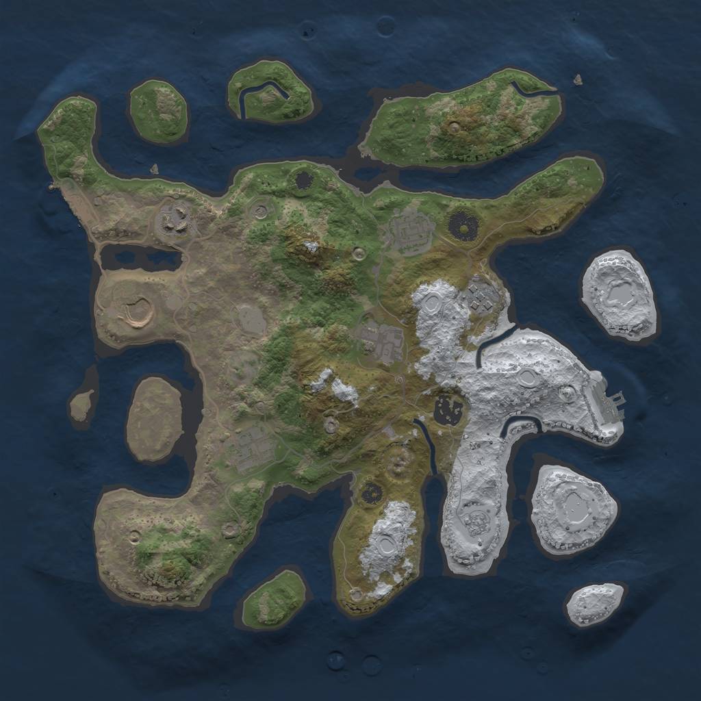 Rust Map: Procedural Map, Size: 3500, Seed: 36772, 16 Monuments