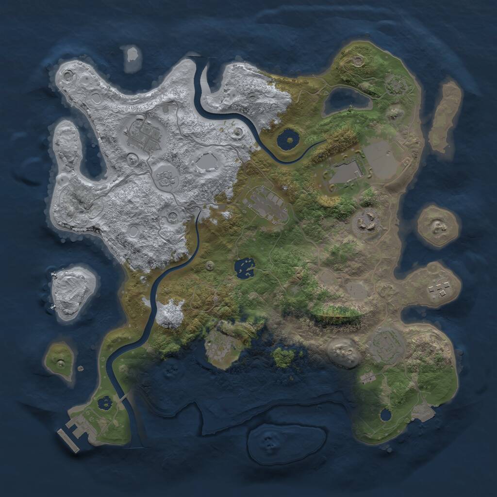 Rust Map: Procedural Map, Size: 3500, Seed: 4907578, 13 Monuments