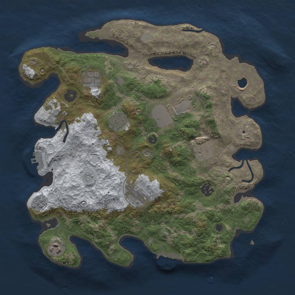 Rust Map: Procedural Map, Size: 3500, Seed: 847027624, 18 Monuments