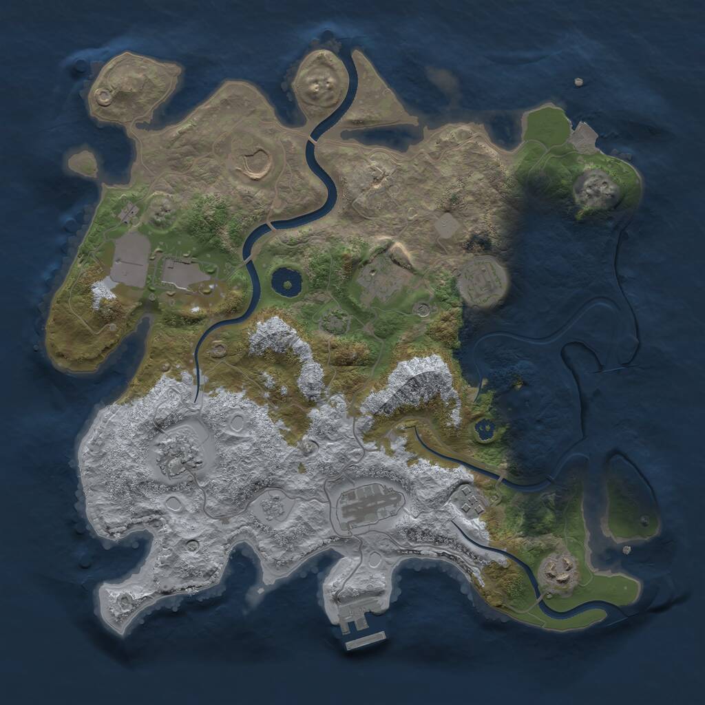 Rust Map: Procedural Map, Size: 3500, Seed: 243193, 13 Monuments