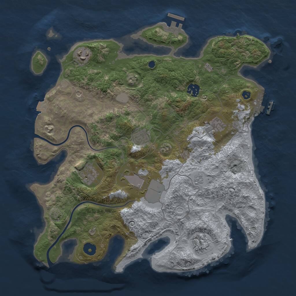Rust Map: Procedural Map, Size: 3500, Seed: 1700366, 13 Monuments