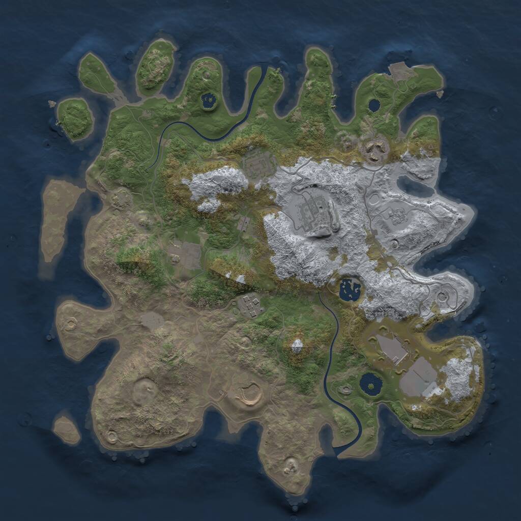 Rust Map: Procedural Map, Size: 3500, Seed: 6215956, 12 Monuments