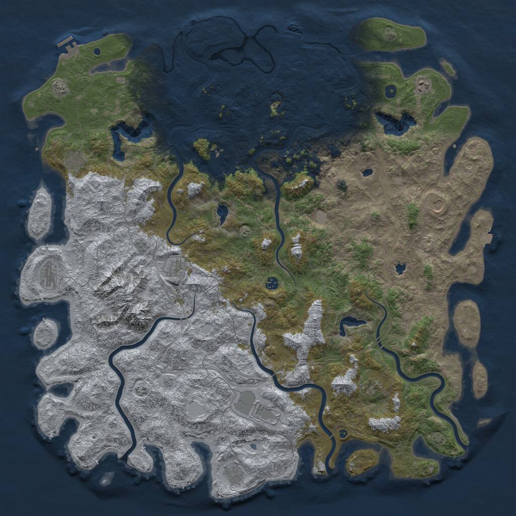 Rust Map: Procedural Map, Size: 6000, Seed: 68226003, 17 Monuments