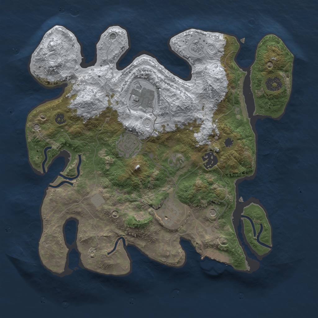 Rust Map: Procedural Map, Size: 3000, Seed: 50100, 12 Monuments
