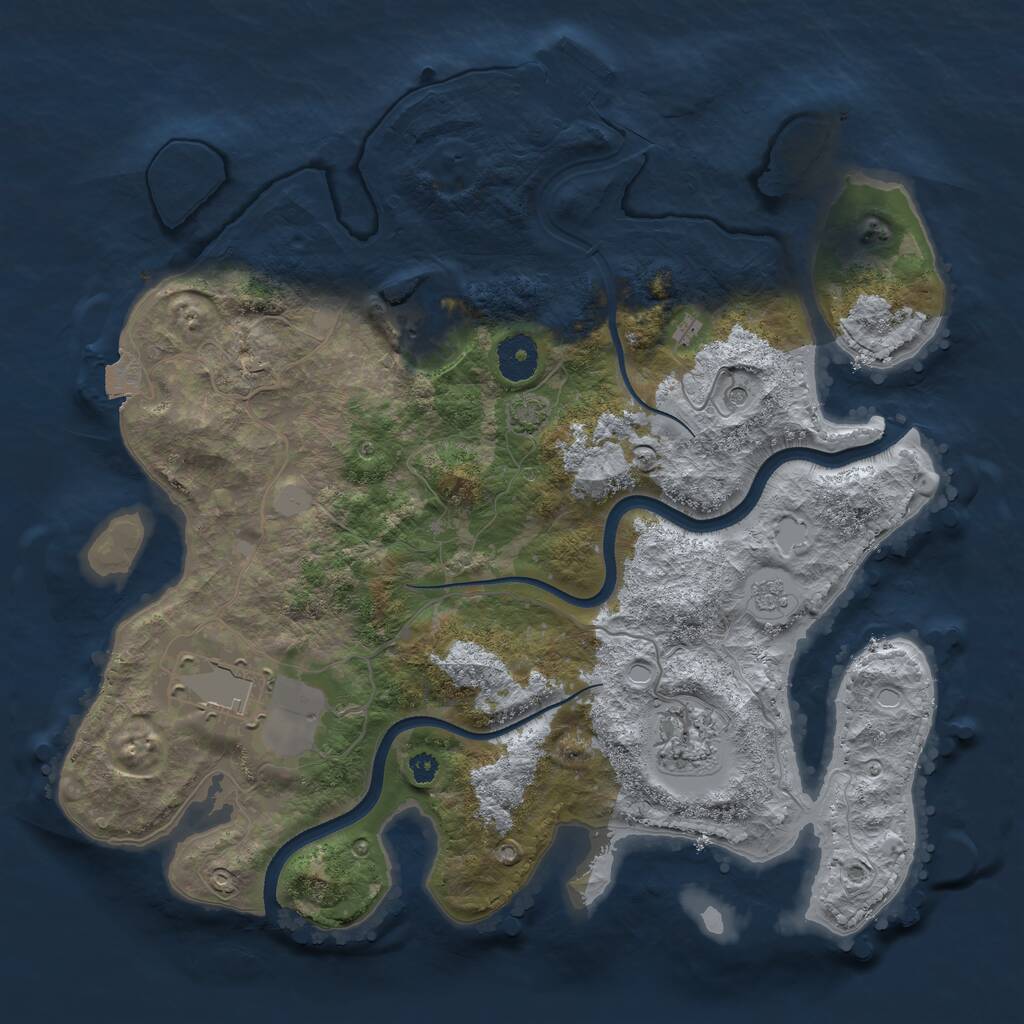 Rust Map: Procedural Map, Size: 3500, Seed: 3125016, 8 Monuments