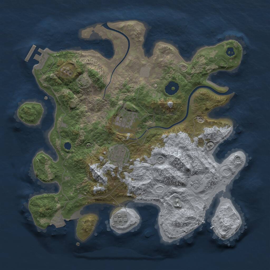 Rust Map: Procedural Map, Size: 3000, Seed: 487106, 8 Monuments