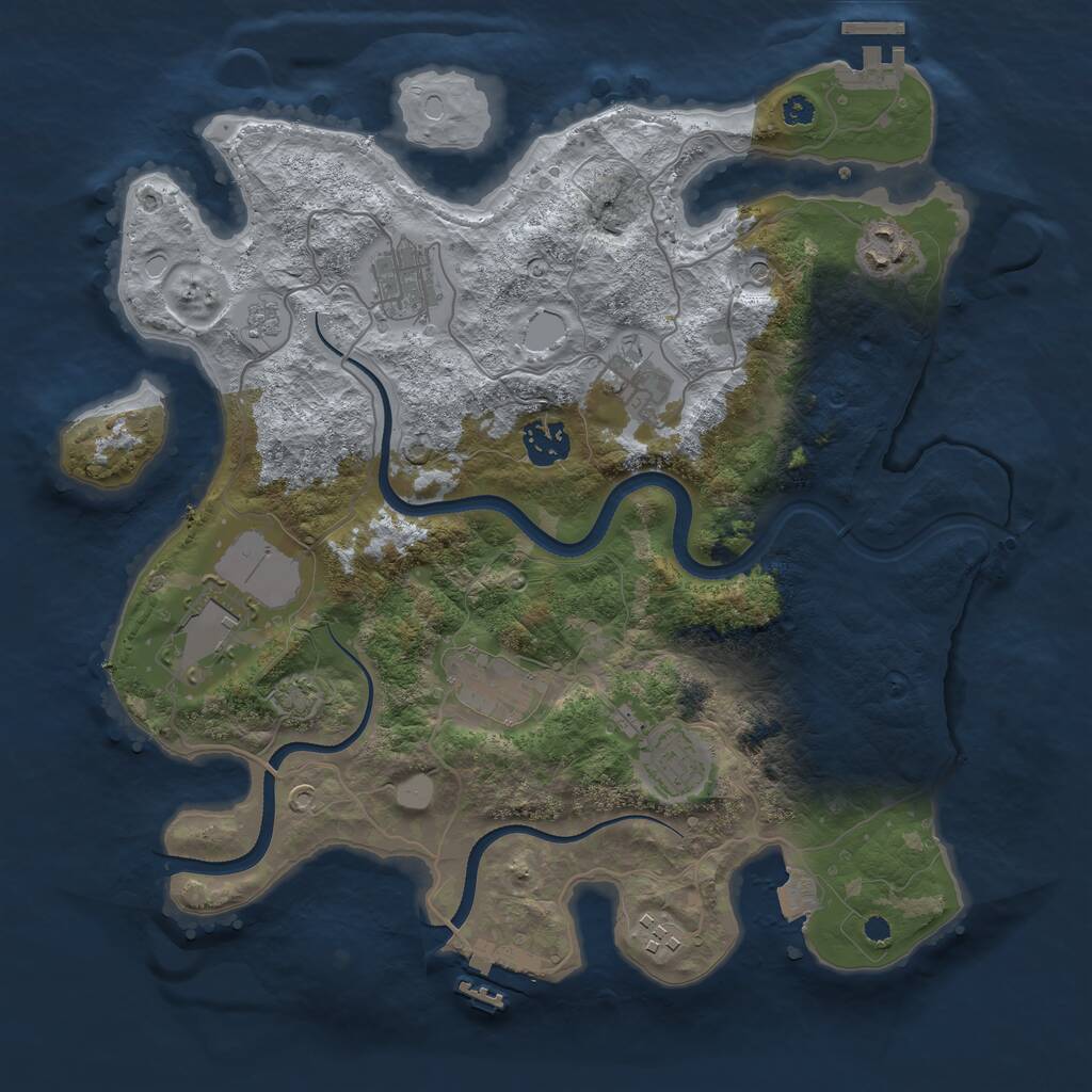Rust Map: Procedural Map, Size: 3500, Seed: 3270878, 14 Monuments