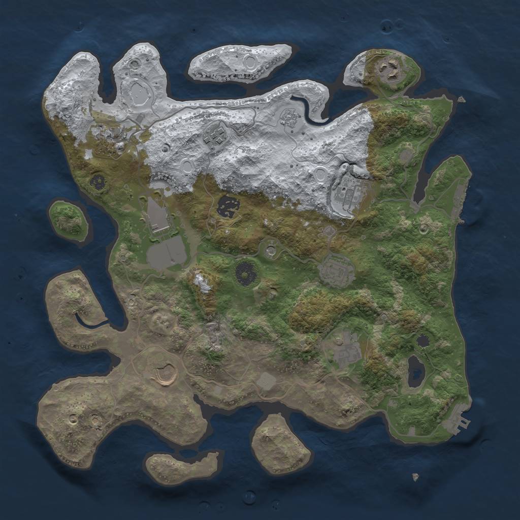 Rust Map: Procedural Map, Size: 3500, Seed: 729371, 18 Monuments