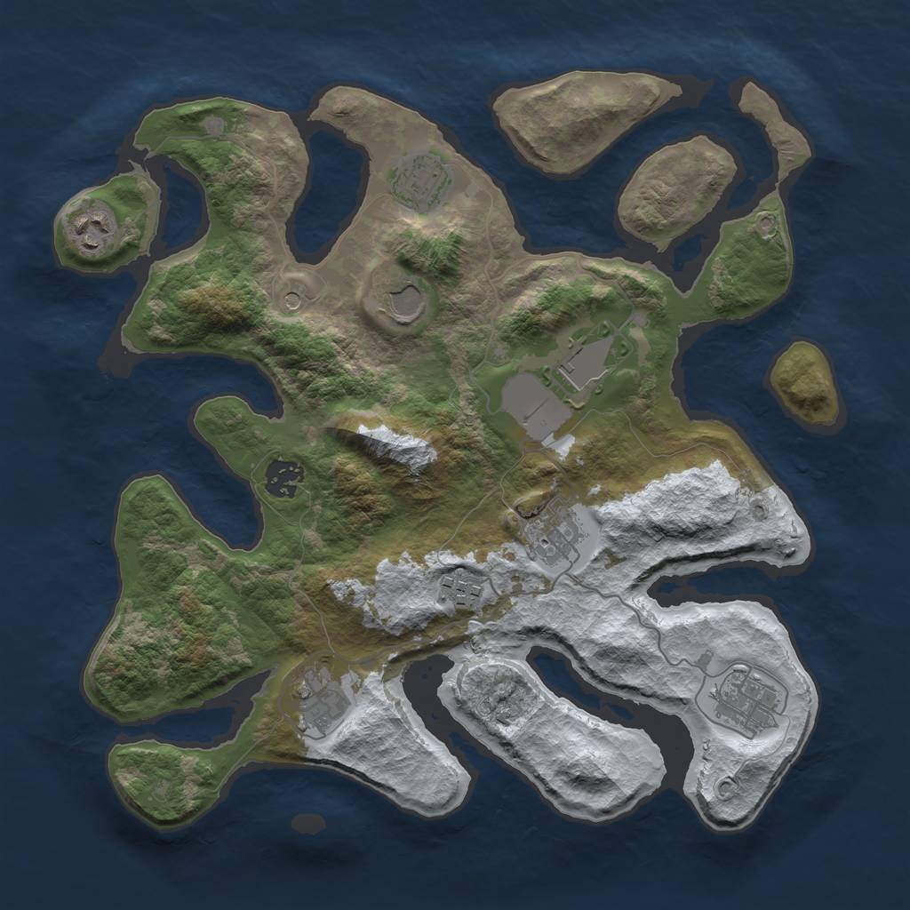 Rust Map: Barren, Size: 3500, Seed: 1165987, 12 Monuments