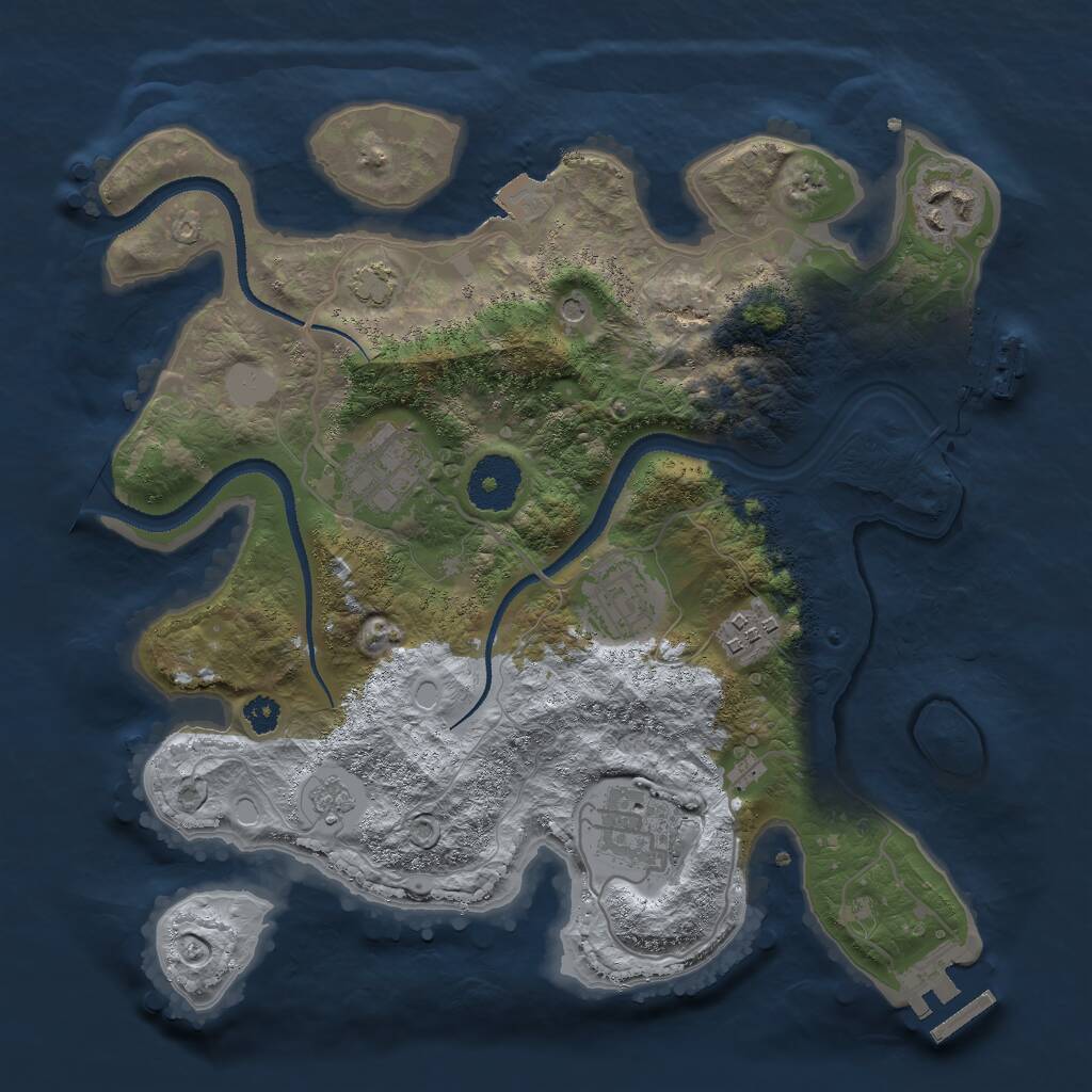 Rust Map: Procedural Map, Size: 3000, Seed: 422263, 11 Monuments